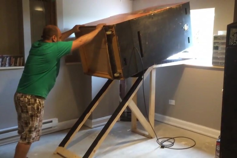 Standing a table up on the lift
